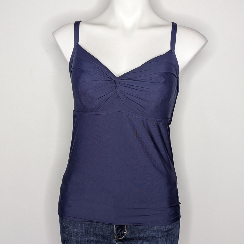 Athleta Blue V Neck Strappy Tankini Bikini Top 36B/C